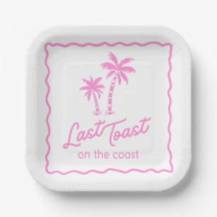 Last Toast on the Coast Pink Bachelorette Party Paper Plate