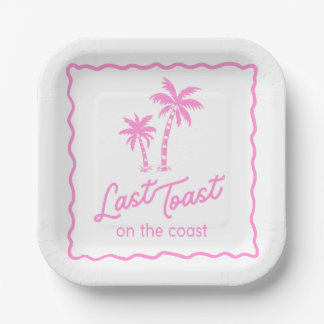 Last Toast on the Coast Pink Bachelorette Party Paper Plate