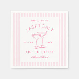Last Toast on The Coast Pink Bachelorette Weekend Napkin