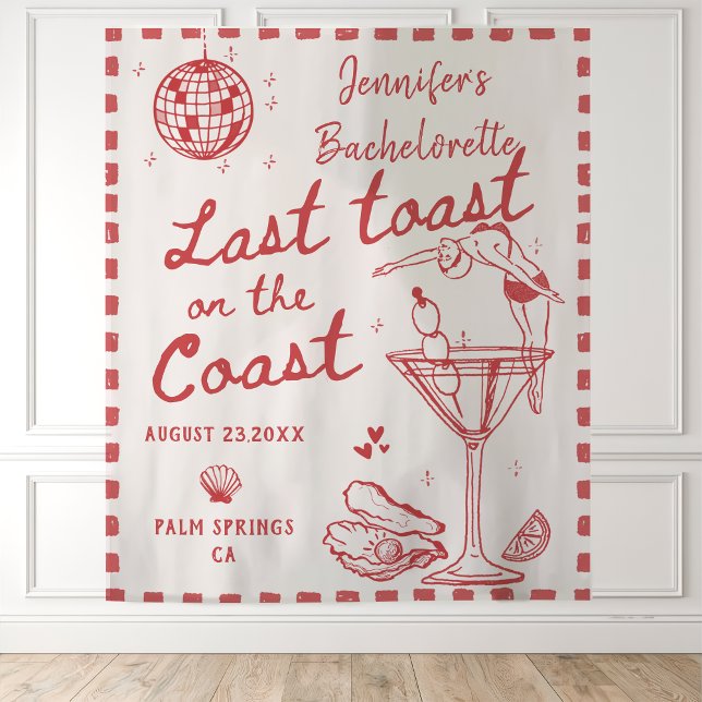 Last Toast On The Coast Red Bachelorette Tapestry (Creator Uploaded)