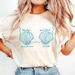 Last toast On The Coast Seashell Bra Bachelorette  T-Shirt<br><div class="desc">Blue Last toast On The Coast Bachelorette
Last toast On The Coast Seashell Bra Bachelorette
Mermaid Seashell Top
Custom Bachelorette party Tshirt
Personalised Bachelorette party Tshirt</div>