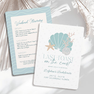 Last Toast on the Coast Shell Bachelorette Weekend Invitation