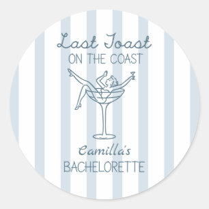 Last Toast On The Coast Whimsical Bachelorette Classic Round Sticker