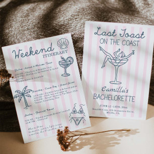 Last Toast On The Coast Whimsical Bachelorette Invitation