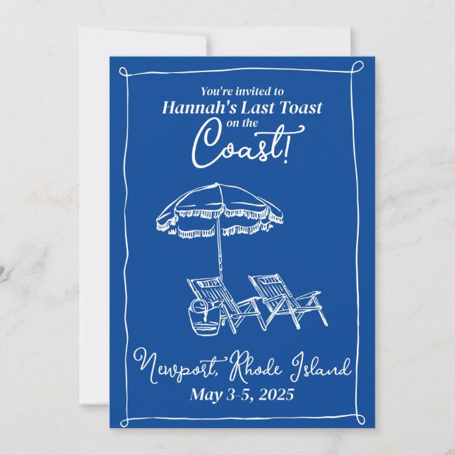 Last Toast on the Coast | Whimsical Invitation (Front)