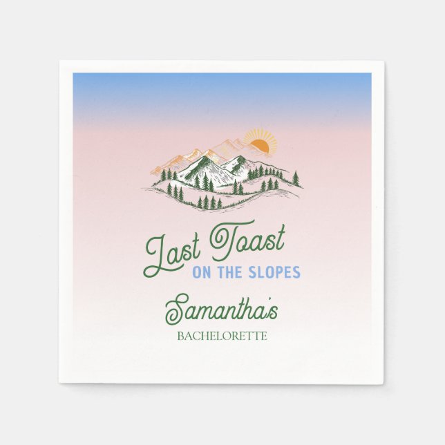 Last Toast On The Slope Skiing Winter BACH Weekend Napkin (Front)