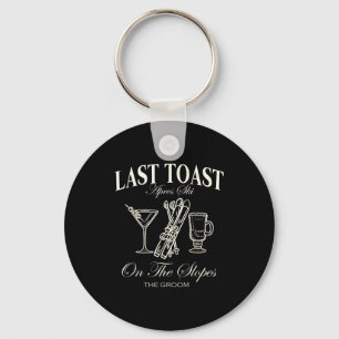Last toast on the slopes bachelor skiing bridal key ring