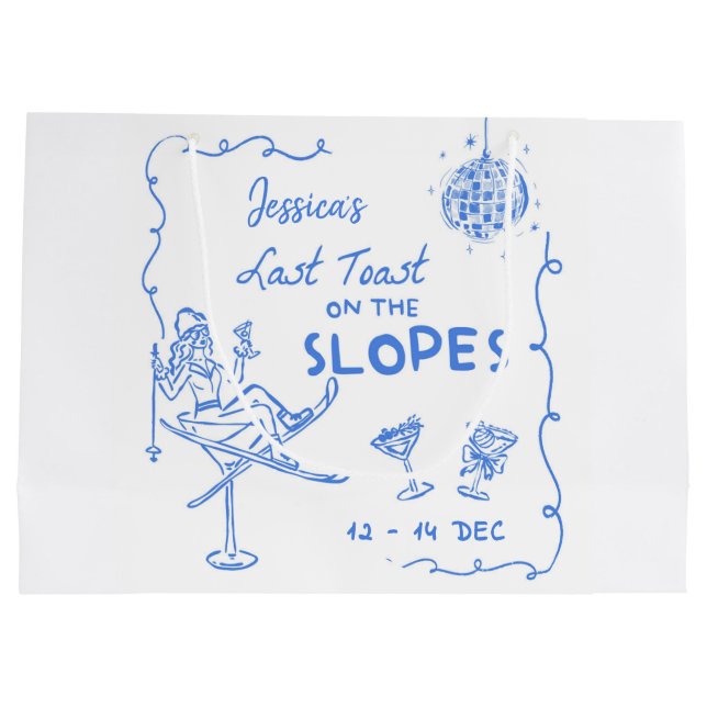 Last Toast On The Slopes Bachelorette Weekend Large Gift Bag (Back)