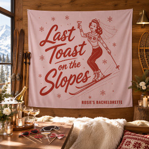 Last Toast on the Slopes Pink Bachelorette Ski Tapestry