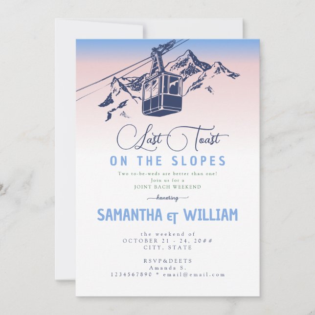 Last Toast On The Slopes Ski Joint Bach Weekend Invitation (Front)