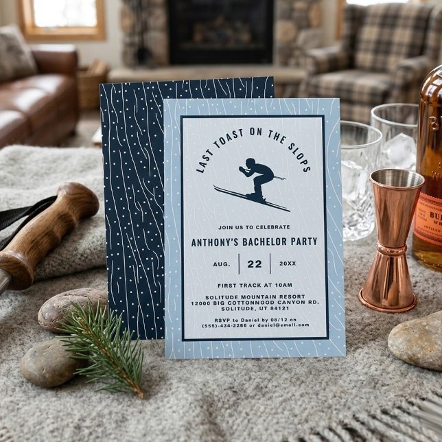 Last Toast on the Slopes Skiing Bachelor Party Invitation (Creator Uploaded)
