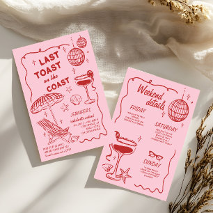 LAST TOAST  RETRO DOODLE BACHELORETTE WEEKEND INVITATION