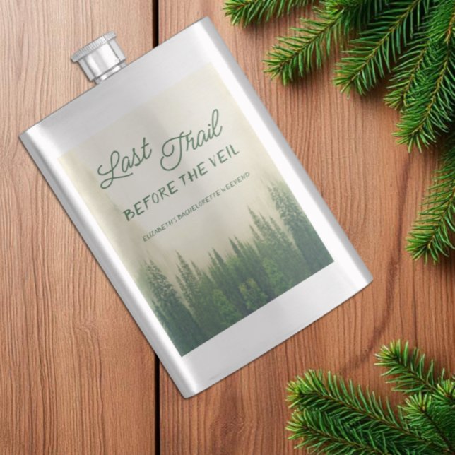 Last Trail Before The Veil Bachelorette Hip Flask (Creator Uploaded)