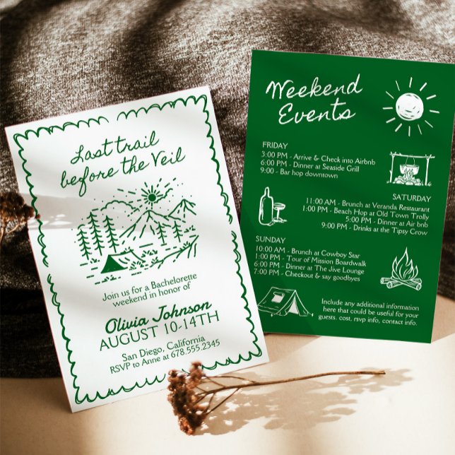 Last Trail Before The Veil Bachelorette Party Invitation (Creator Uploaded)