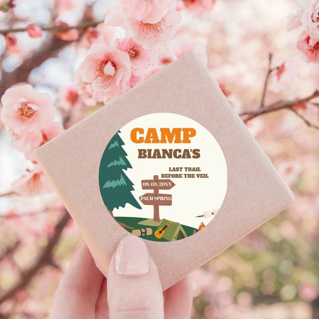 Last Trail Before The Veil Camp Bachelorette Classic Round Sticker (Creator Uploaded)