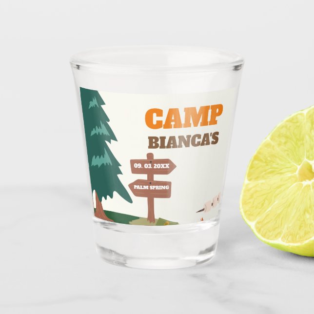 Last Trail Before The Veil Camp Bachelorette Shot Glass (Front)