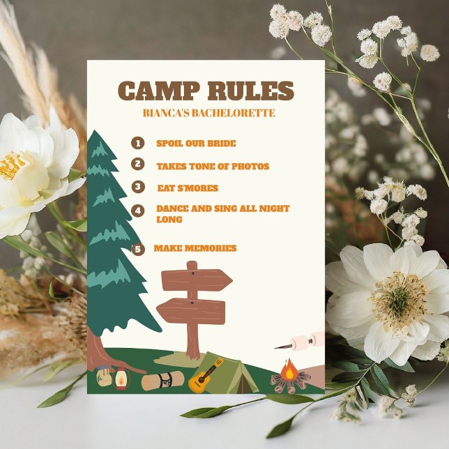 Last Trail Before The Veil Camp Rules Bachelorette Pedestal Sign (Creator Uploaded)