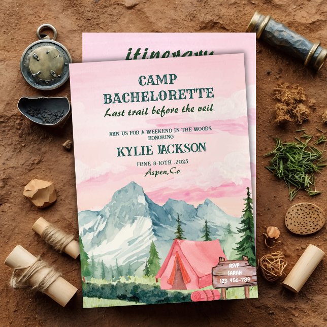 Last trail Camp Mountains and Forest Bachelorette  Invitation (Creator Uploaded)