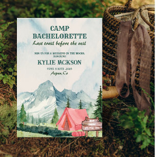Last trail Camp Mountains and Forest Bachelorette  Invitation