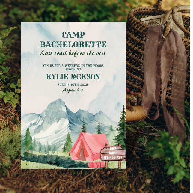 Last trail Camp Mountains and Forest Bachelorette  Invitation (Creator Uploaded)