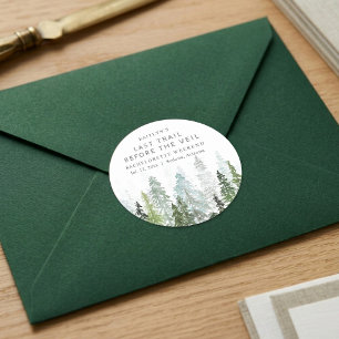 Last Trail Pine Forest Camping Bachelorette Party Classic Round Sticker