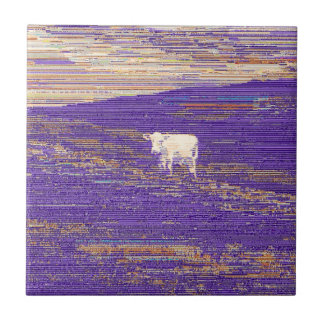 Last Transmission or Cow in a Field Ceramic Tile