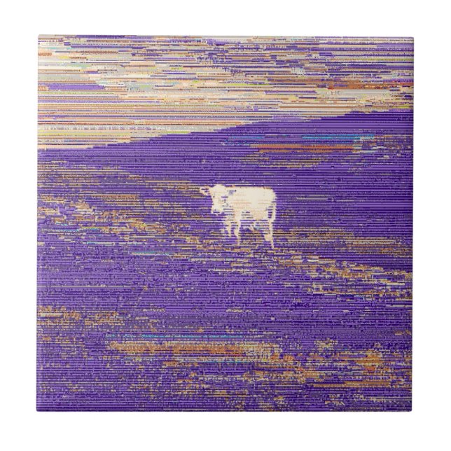 Last Transmission or Cow in a Field Ceramic Tile (Front)