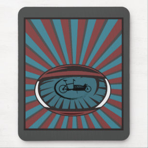 Lastenrad im Auge mit Strahlen Mouse Pad