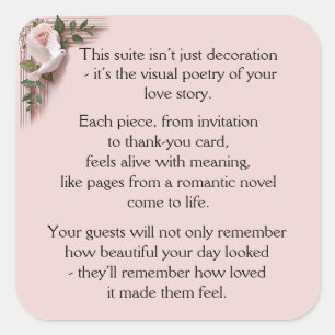 Lasting Impression -  Pink Roses & Doves Square Sticker