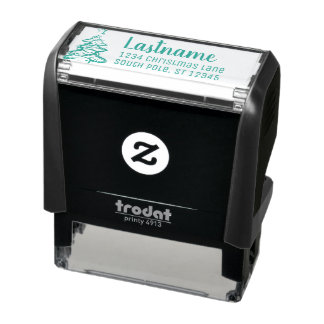 Lastname and Return Address With Christmas Tree Self-inking Stamp
