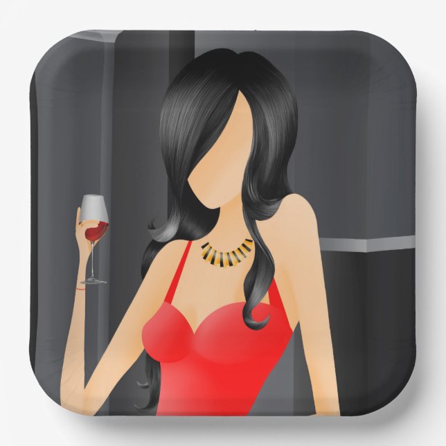 LasVegas Red Dress Paper Plate (Front)