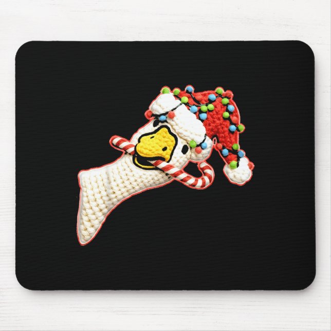 Latch Hook Faux Yarn Funny Goose Christmas Crochet Mouse Pad (Front)