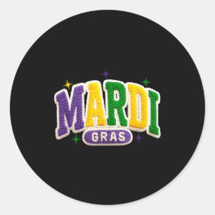 Latch Hook Mardi Gras Trendy Funny Gift Tee Men, W Classic Round Sticker