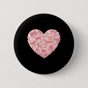 Latch Hook Yarn Crochet Valentine Heart Pink Heart 6 Cm Round Badge