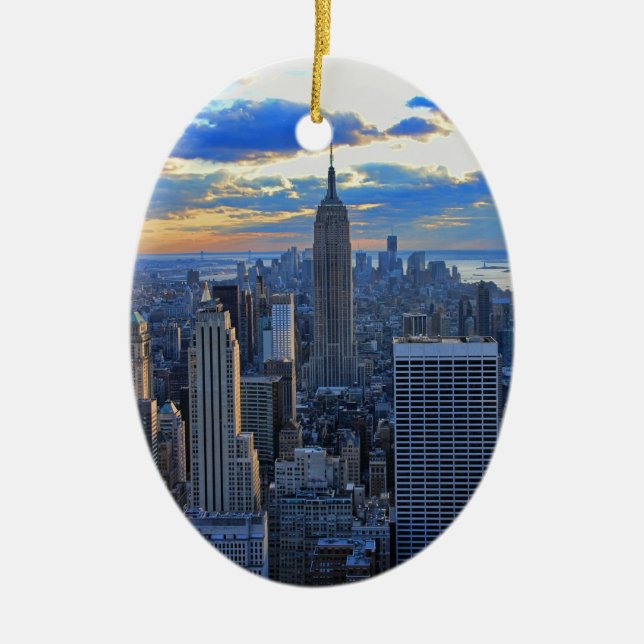 Late afternoon NYC Skyline as sunset approaches O Ceramic Ornament (Front)