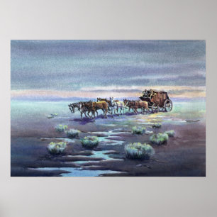 LATE AFTERNOON STAGECOACH by SHARON SHARPE Poster