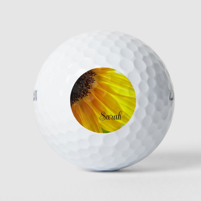 Late Afternoon Sunflower Personalised Golf Balls (Front)