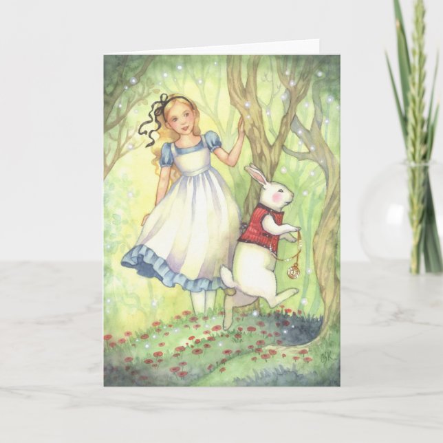 Late - Alice in Wonderland Greeting Card (Front)