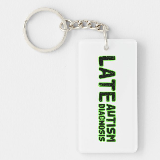 Late Autism Diagnoses Green & Black  Key Ring (Front)