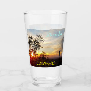 Late Evening Arizona Desert Scene / Saguaro Cactus Glass