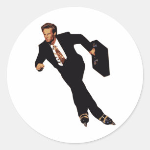 Late For Business Rollerblade Skater Meme Classic Round Sticker