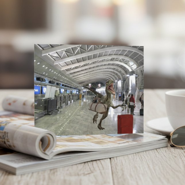 Late for Plane Dinosaur Raptor Funny Postcard (Creator Uploaded)