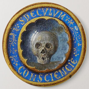 Late Mediaeval Manuscript Skull 6 Cm Round Badge