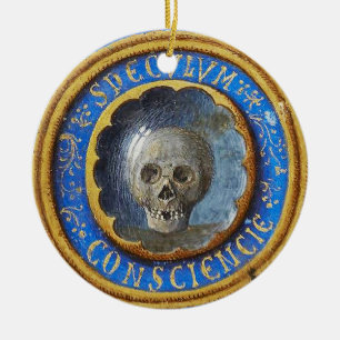 Late Mediaeval Manuscript Skull Ceramic Ornament