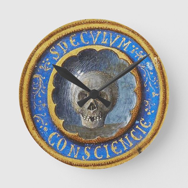 Late Mediaeval Manuscript Skull  Round Clock (Front)