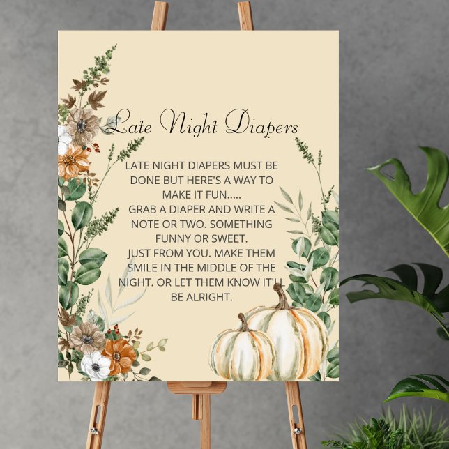 Late Night Diaper Game Fall Rustic Brown Floral Poster (Creator Uploaded)