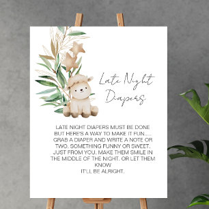 Late Night Diaper Game Sweet Little Lamb Greenery Poster