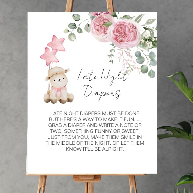 Late Night Diaper Game Sweet Little Lamb Pink Rose Poster (Creator Uploaded)