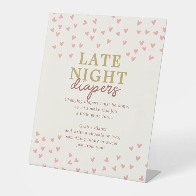 Late Night Diaper Little Sweetheart Girl Hearts Pedestal Sign (Front)
