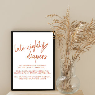 Late Night Diaper Sign Boho Heart Terracotta